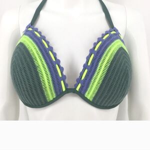 SHADE & SHORE Bikini Top Crochet 36DD Green